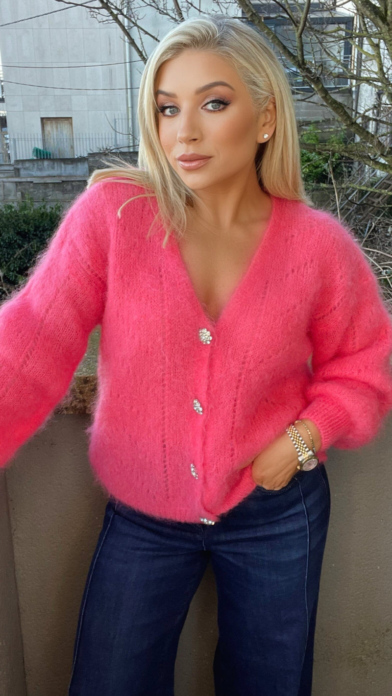 ROSIE V-NECK CARDI - CORAL Knitwear April Vintage 