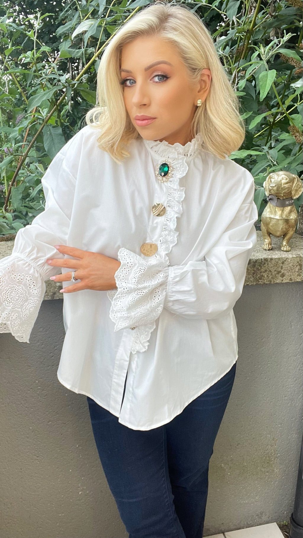 CASSIDY BAROQUE SHIRT - WHITE Coco Boutique 