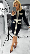 JASMINE ZIP FRONT DRESS - BLACK/WHITE Coco Boutique 