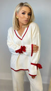 MICHA VARSITY SWEATER - CREAM/BURGNDY Coco Boutique 