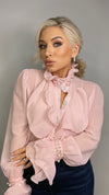 AMELIA RUFFLE BLOUSE - BLUSH PINK Tops & Jumpers Paris - Azaka 