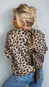 BOBBIE LEOPARD BOW JUMPER - BROWN Knitwear Coco Boutique 