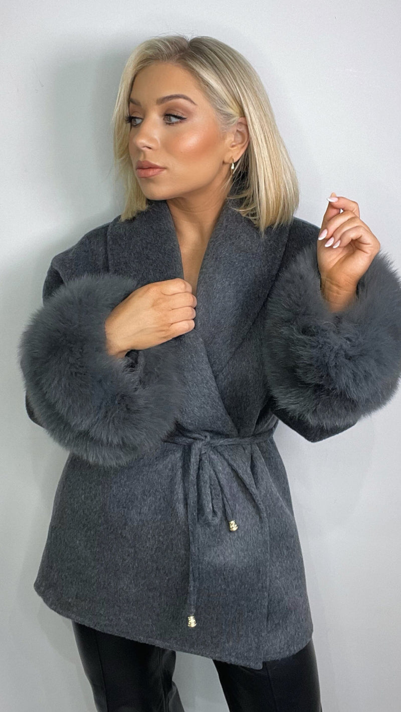 MARA WOOL COAT - SMOKE Coco Boutique 