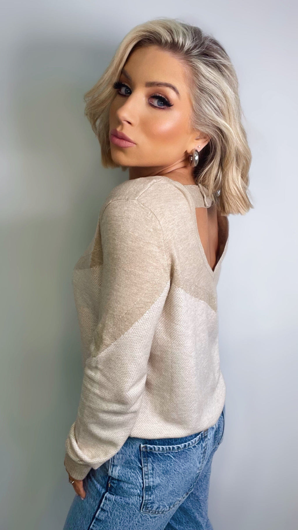 GRACE COLOUR BLOCK KNIT - BEIGE Knitwear Coco Boutique 