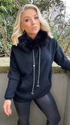 LOLA HOODED SWEATER - BLACK Coco Boutique 