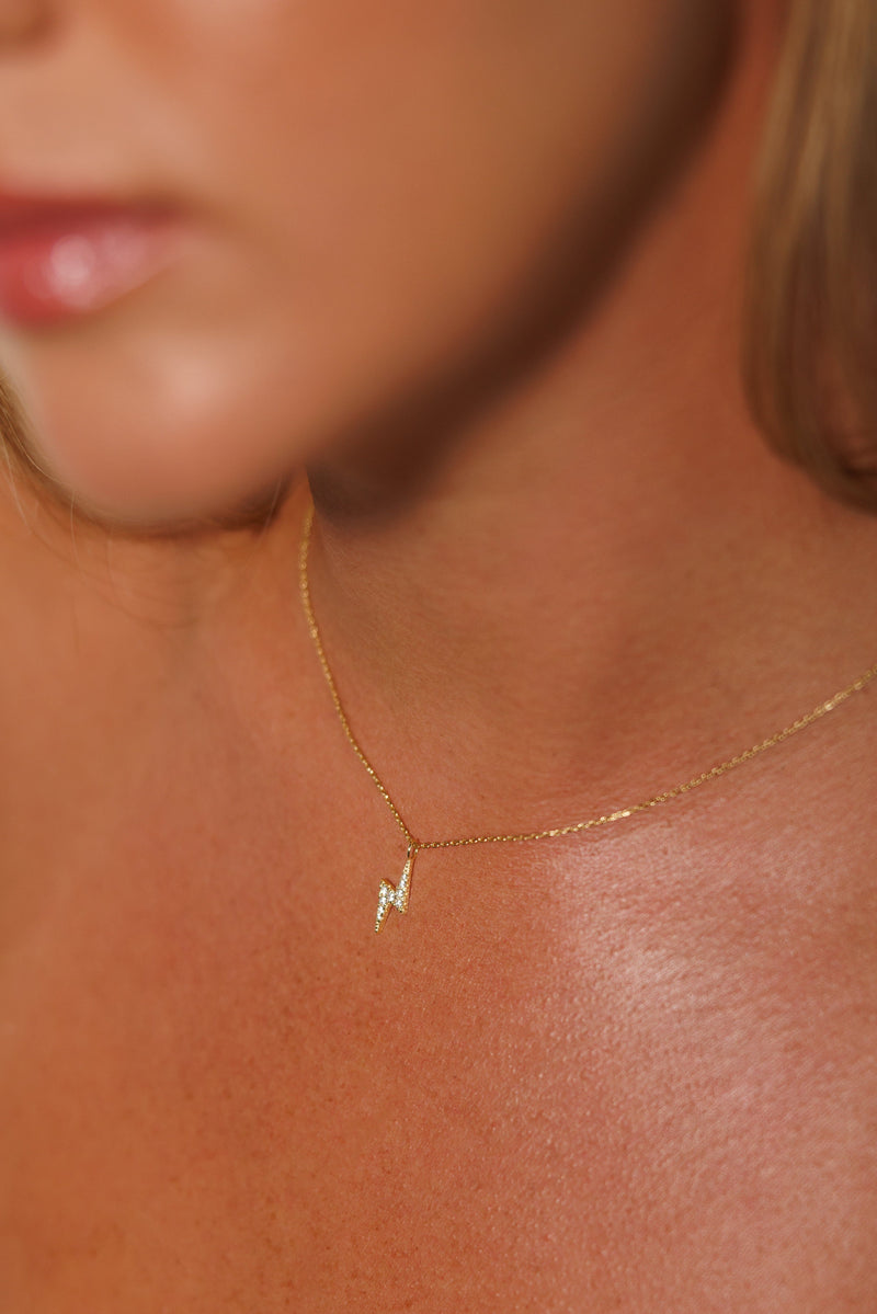 GOLD SPARKLE LIGHTNING BOLT NECKLACE Jewellery & Accessories Coco Jewellery 