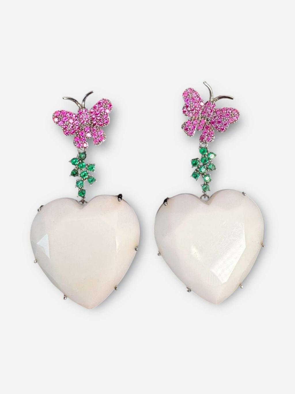 BUTTERFLY HEART PAVÉ PINK EARRINGS Jewellery & Accessories Coco Jewellery 