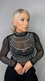 RILEY RHINESTONE BODYSUIT - BLACK Tops & Jumpers Coco Boutique 