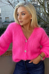 ROSIE V-NECK CARDI - NEON PINK Knitwear April Vintage 