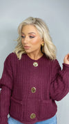 POPPY KNIT CARDI - PLUM Knitwear Coco Boutique 