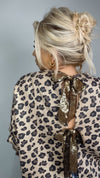 BOBBIE LEOPARD BOW JUMPER - BROWN Knitwear Coco Boutique 