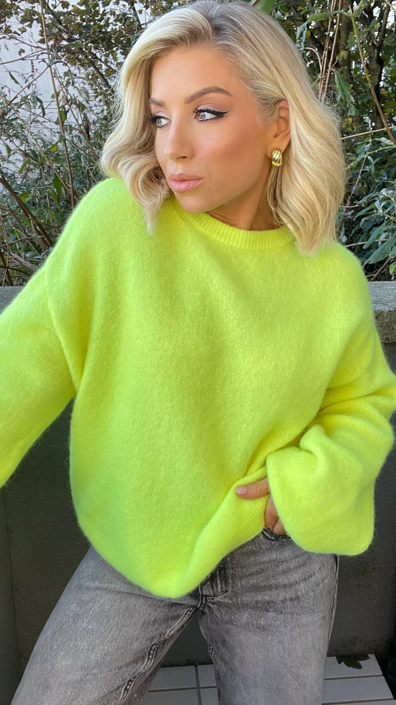 LOLLIE BABY ALPACA SWEATER - NEON YELLOW Coco Boutique 