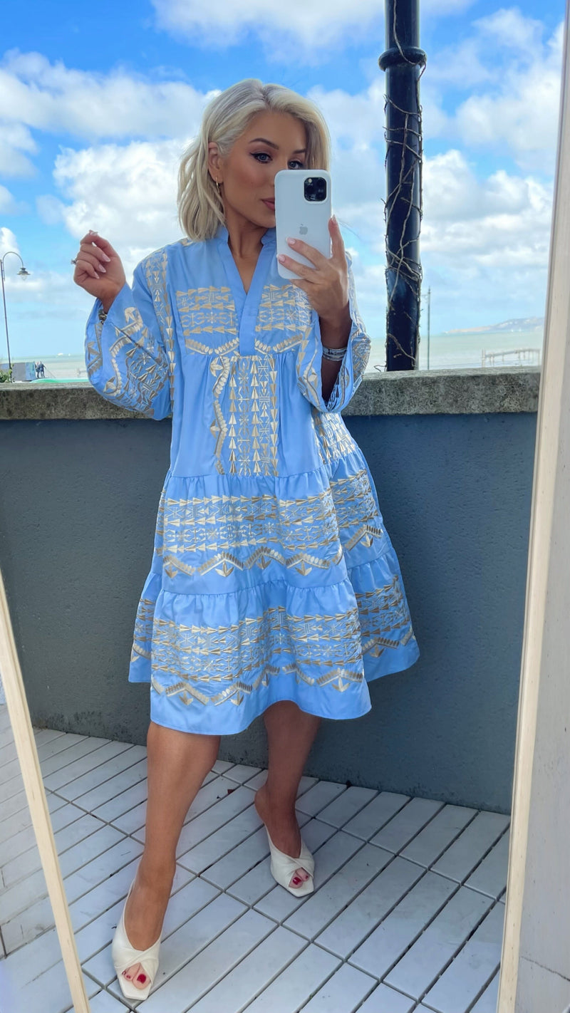 CARLEY TUNIC DRESS - SKY BLUE Dresses Flam Mode 