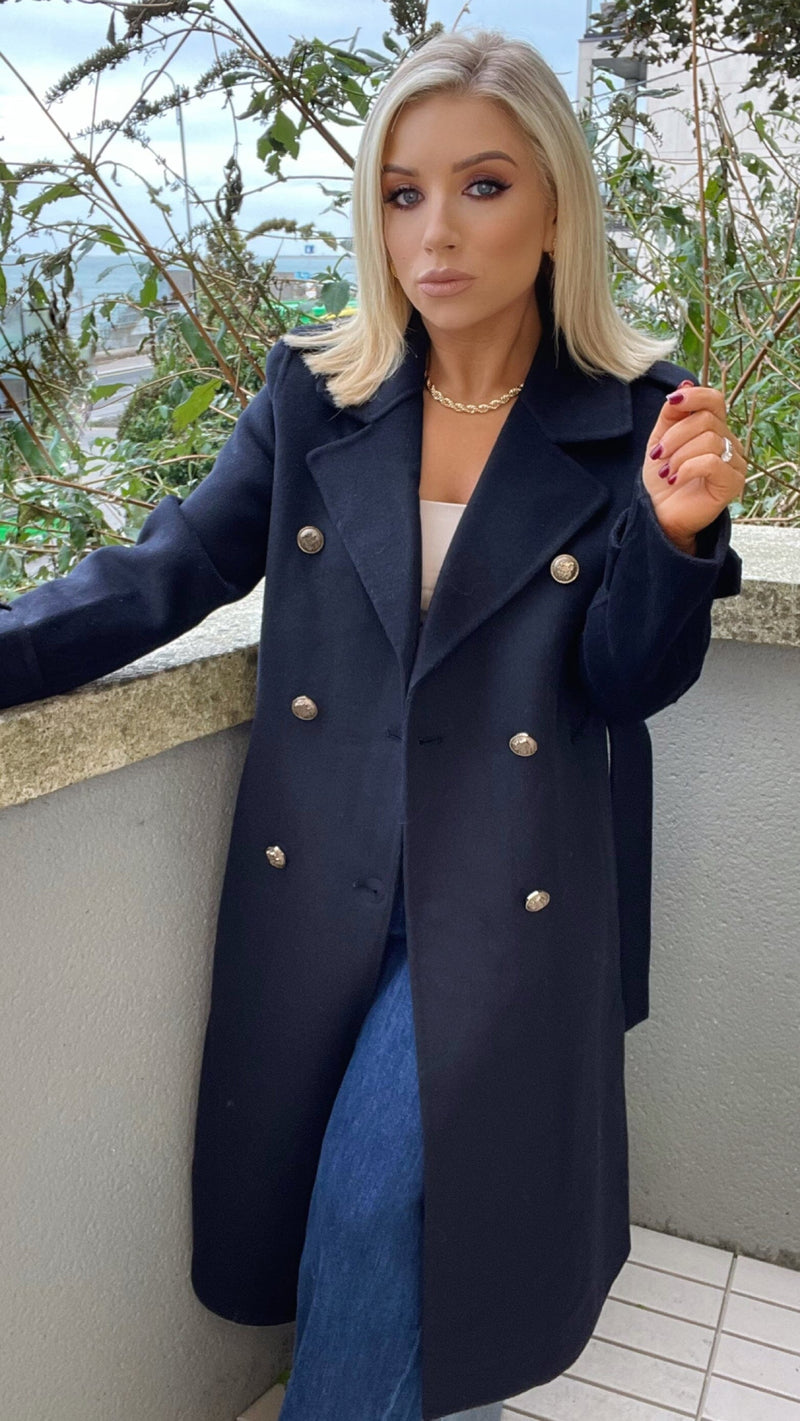 KIMBER WOOL COAT - NAVY Coco Boutique 