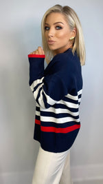 BELLA STRIPE CARDIGAN - NAVY Coco Boutique 