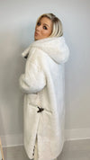 ASPEN FAUX FUR HOODED COAT - CREAM Coco Boutique 