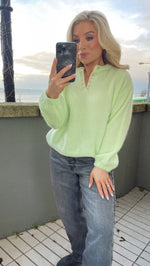 PERRY BUTTON FRONT SWEATER - PASTEL LIME Knitwear CG Luxe 