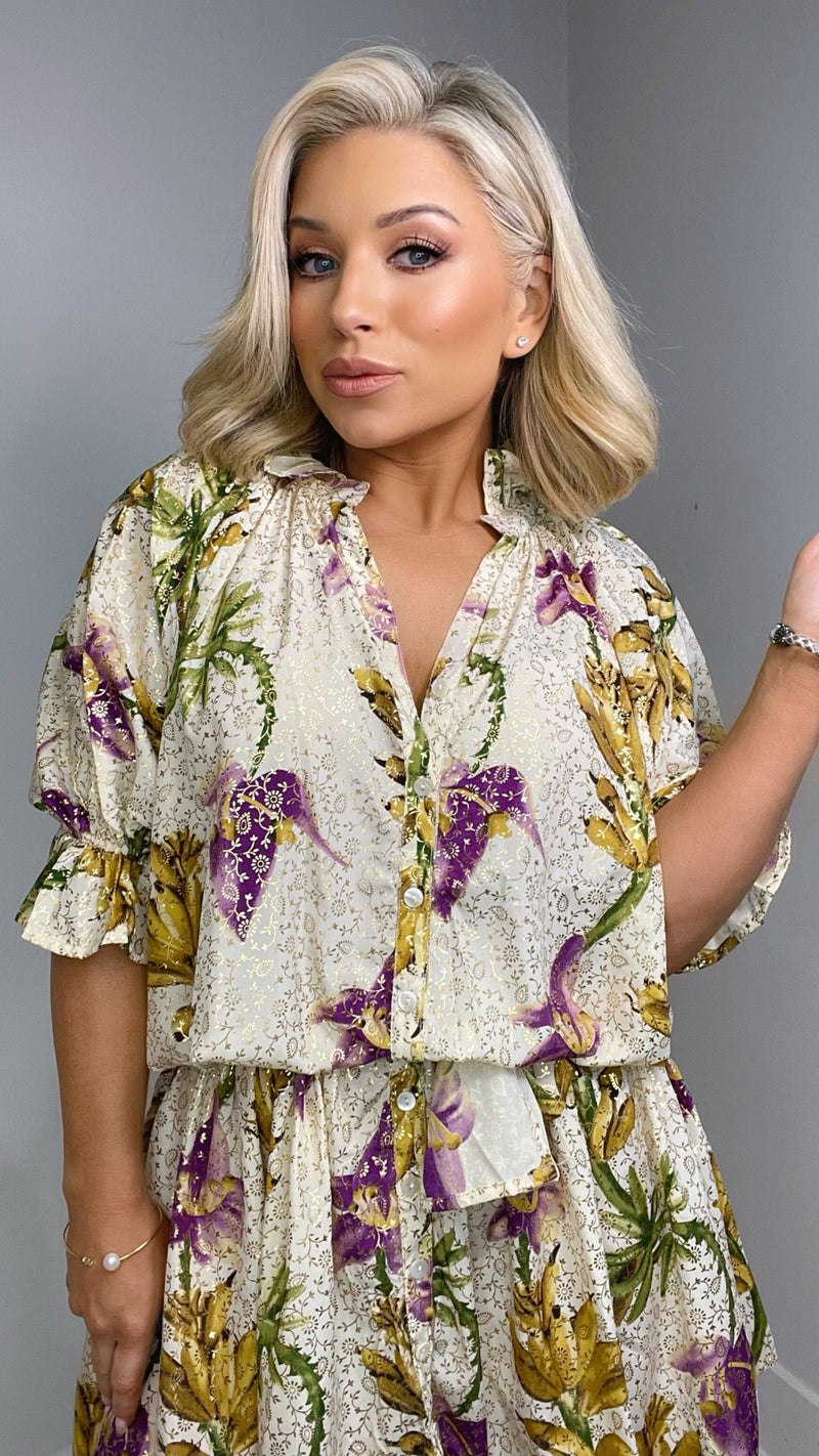 JULES TROPICAL PRINTED DRESS - MULTICOLOUR Dresses Purple Queen 