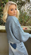 METALLIC BLUE CABLE KNIT SWEATER Coco Boutique 