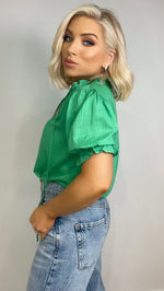 ANGELIQUE SHIRRED TOP - GREEN Tops & Jumpers Coco Boutique 