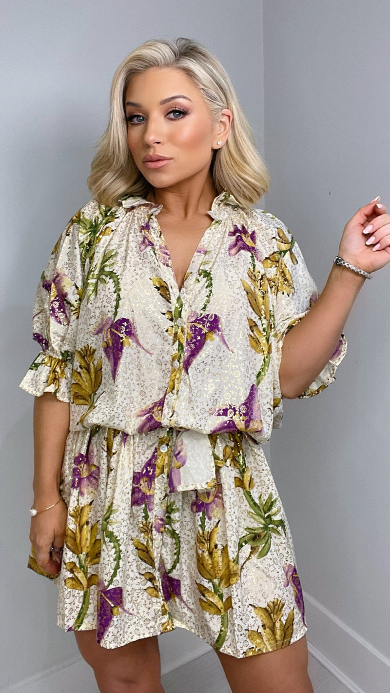 JULES TROPICAL PRINTED DRESS - MULTICOLOUR Dresses Purple Queen 