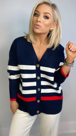 BELLA STRIPE CARDIGAN - NAVY Coco Boutique 