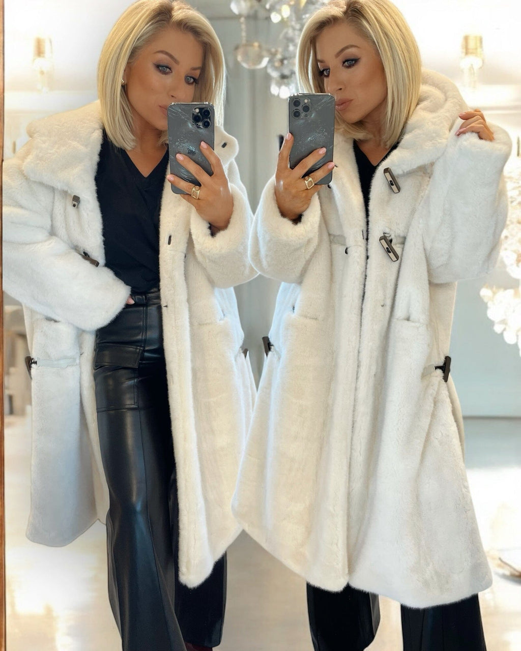 ASPEN FAUX FUR HOODED COAT - CREAM Coco Boutique 