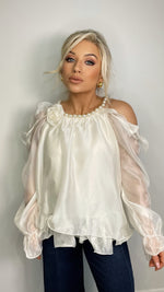 MARIA PEARL COLLAR BLOUSE - CREAM Tops & Jumpers Paris - Azaka 