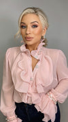 AMELIA RUFFLE BLOUSE - BLUSH PINK Tops & Jumpers Paris - Azaka 