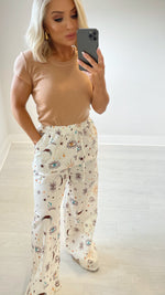 VERENA PRINT COTTON TROUSERS - IVORY Retro May 