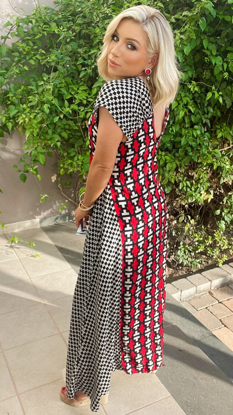 CALABASAS MAXI DRESS - RED/BLACK/WHITE Dresses Coco Boutique 