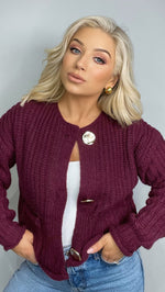 POPPY KNIT CARDI - PLUM Knitwear Coco Boutique 