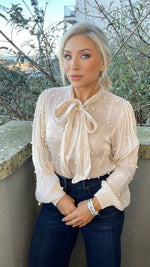 PATRICIA SHEER PEARL BLOUSE - CHAMPAGNE Tops & Jumpers Paris - Flame Mode 