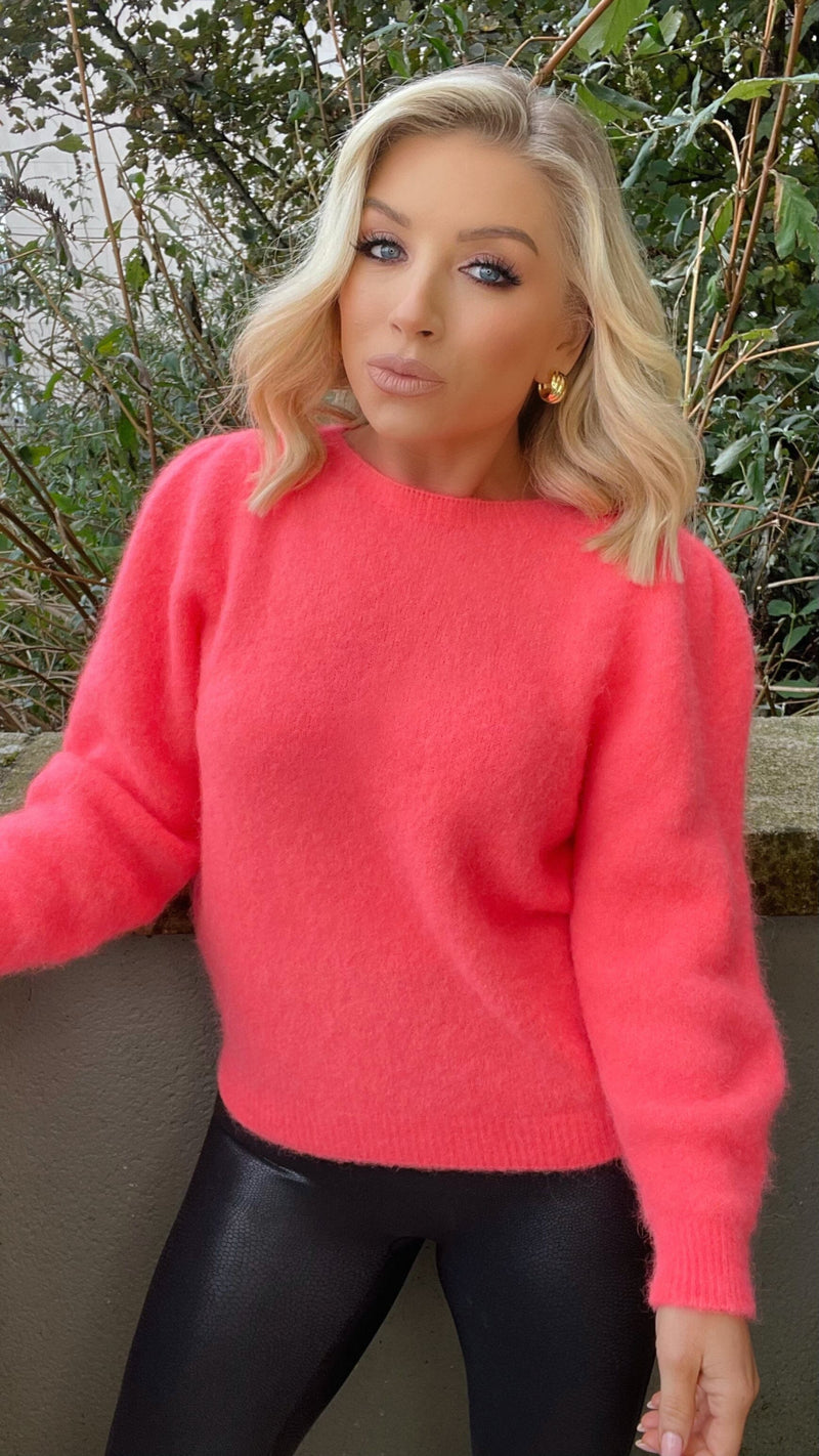 PETRA SUPER SOFT SWEATER - NEON CORAL Knitwear Coco Boutique 