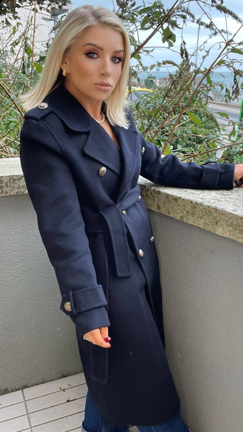 KIMBER WOOL COAT - NAVY Coco Boutique 