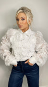 ALICE PUFF SLEEVE BLOUSE - WHITE Tops & Jumpers Paris - Azaka 