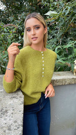 REMI BUTTON FRONT SWEATER - OLIVE Coco Boutique 