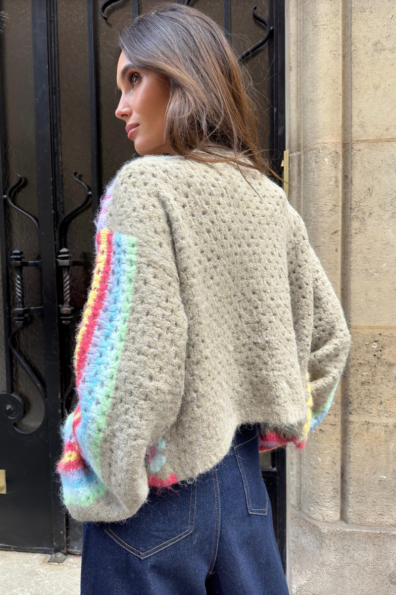 CLEO CROCHET CARDI - TAUPE Coco Boutique 