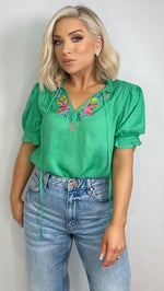 ANGELIQUE SHIRRED TOP - GREEN Tops & Jumpers Coco Boutique 