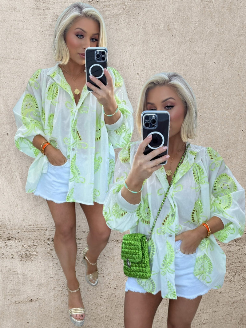 LIME LUXE COTTON SHIRT 🍋‍🟩 Coco Boutique 