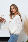 VALERIE V-NECK HEART JUMPER - WHITE Knitwear Coco Boutique 