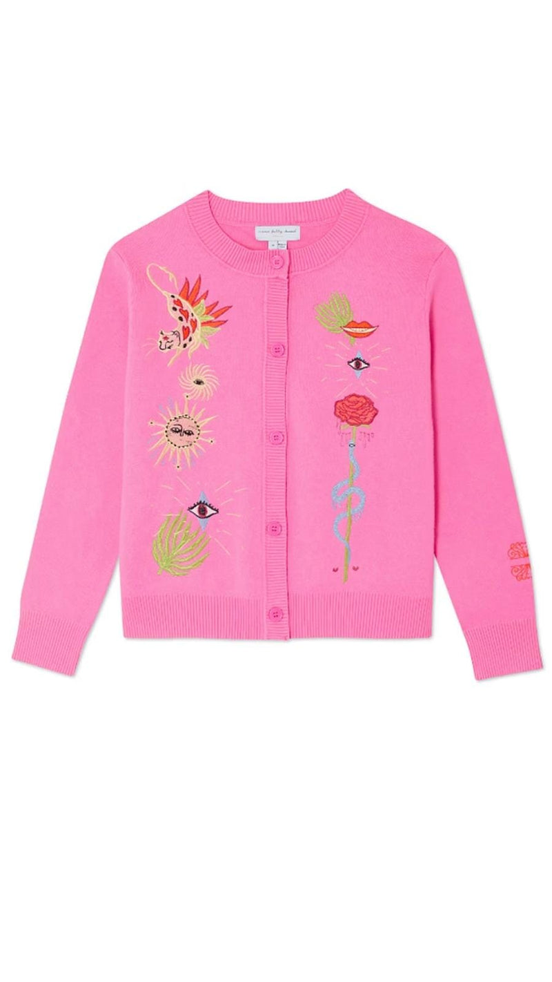 ROSE ENCHANTED CARDIGAN - BRIGHT PINK Knitwear Never Fully Dressed 