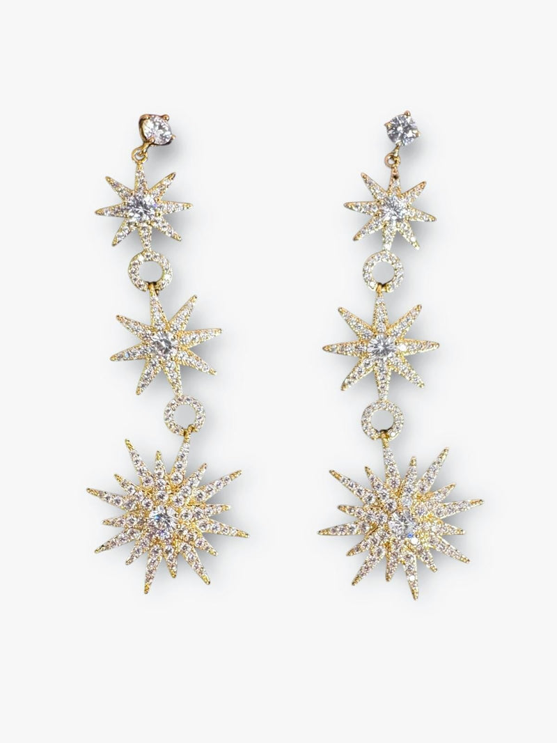 SNOWFLAKE CRYSTAL EARRINGS - GOLD Jewellery & Accessories Coco Jewellery 