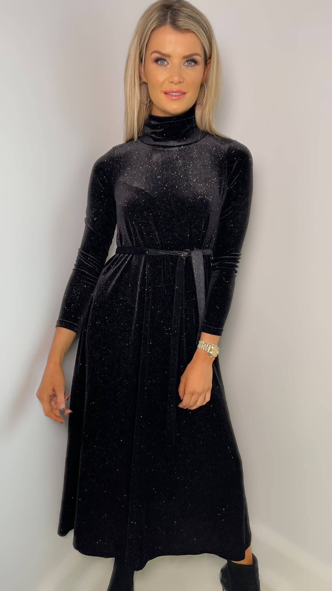 Black velvet hotsell high neck dress